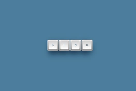 Kind text on a 3d keyboard button with shadow, 3d illustration