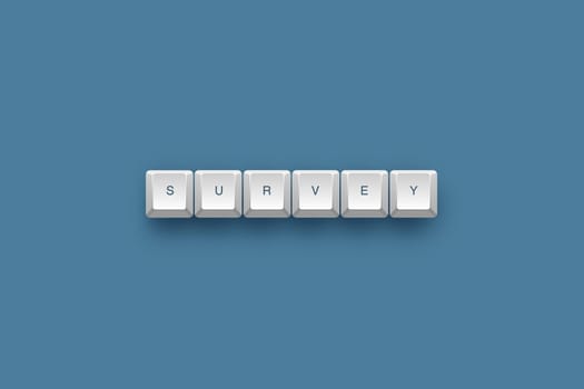 Survey text on a 3d keyboard button with shadow, 3d illustration
