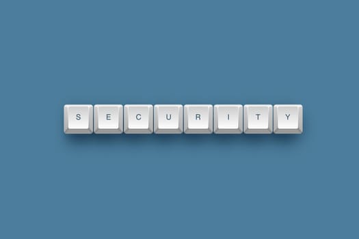 Security text on a 3d keyboard button with shadow, 3d illustration