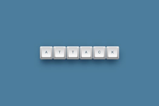 Attack text on a 3d keyboard button with shadow, 3d Illustration