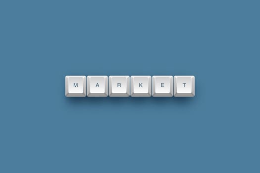 Market text on a 3d keyboard button with shadow, 3d Illustration