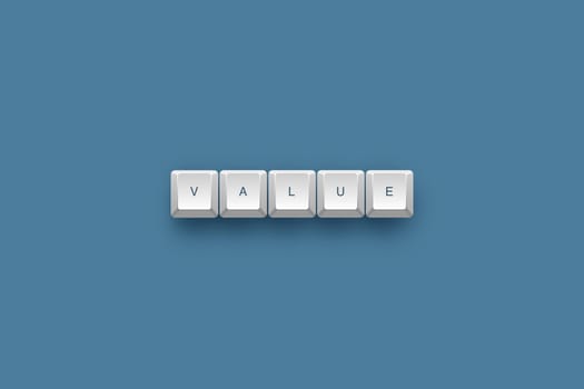 Value text on a 3d keyboard button with shadow, 3d illustration