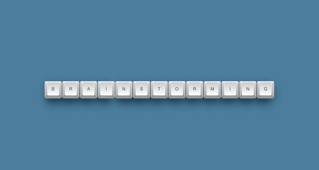 Brainstorming text on a 3d keyboard button with shadow, 3d illustration