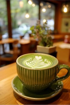 tasty Matcha Latte made from green tea. AI generative.