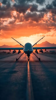 Silhouette of a modern military drone. AI generative.