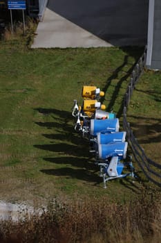 The snow cannons are ready in the hiking and skiing area on the Roßkopf near Sterzingal