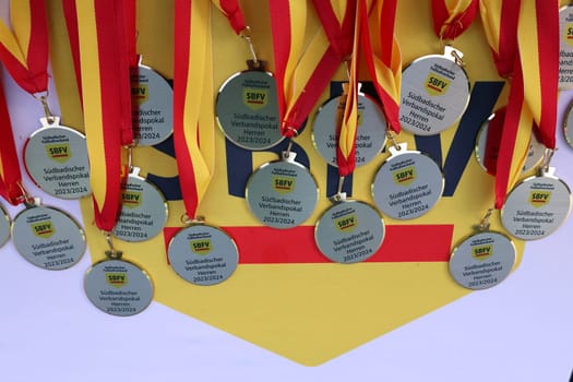 The medals are ready for the SBFV Cup Final 23/24: FC 08 Villingen - SC Lahr