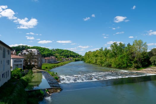 a view of Adour river. New Aquitaine. Les Landes, France