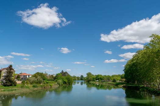 view of Adour river. New Aquitaine. Les Landes, France