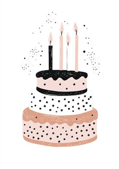 A beautifully designed two-tier cake adorned with candles and polka dots, ideal for birthdays and celebrations.