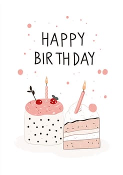 Two beautifully decorated birthday cakes with candles and joyful elements celebrate a special day with cheer and sweetness.