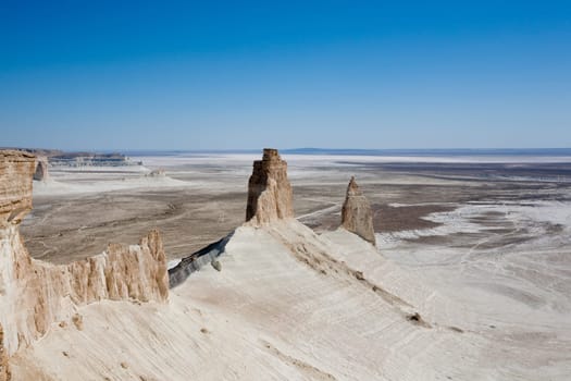 Stunning Mangystau landscape, Kazakhstan. Rock pinnacles view, Bozzhira valley. Central asia landmark