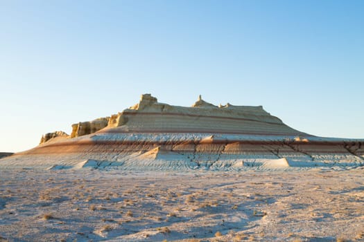 Mangystau desert landmark, Kyzylkup area, Kazakhstan. Rock strata formations