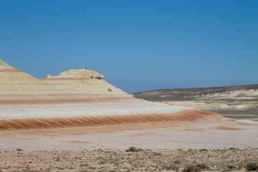 Mangystau desert landmark, Kyzylkup area, Kazakhstan. Rock strata formations