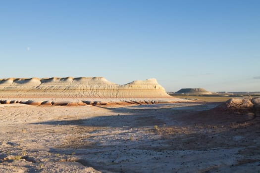 Mangystau desert landmark, Kyzylkup area, Kazakhstan. Rock strata formations