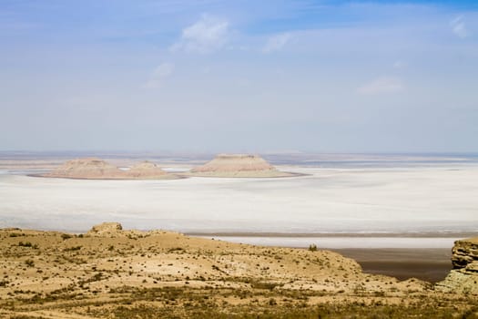 Karyn Zharyk depression view, Mangystau region, Kazakhstan. Central asia landscape