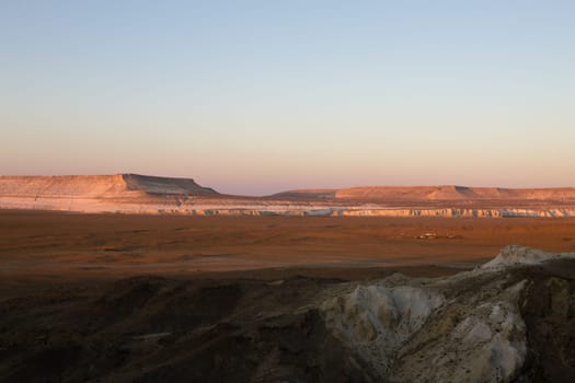 Airakty Shomanai mountains landscape, Mangystau region, Kazakhstan. Central asia travel
