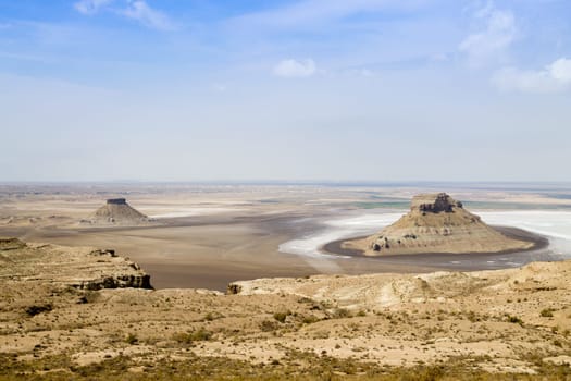 Karyn Zharyk depression view, Mangystau region, Kazakhstan. Central asia landscape