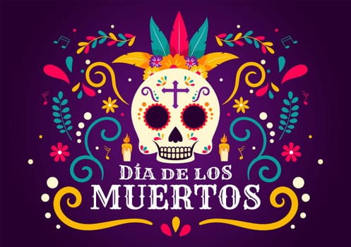 Dia de Los Muertos Translation Day of the Dead, featuring Illustration a Skeleton Playing Music Sombrero and Wearing Traditional Mexican Costumes