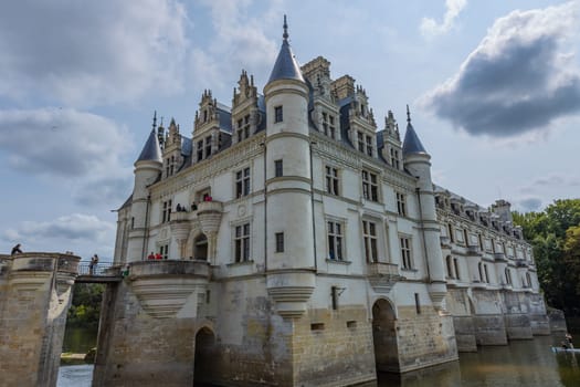Blois, France - August 19, 2024: Moated castle on the Loire: Chateau de Chenonceau, built between 1515 and 1522, Blois, France