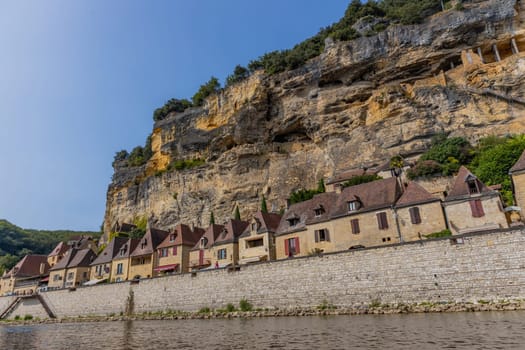 La Roc Gageac  France: August 20  2024:Medieval river village of La Roc Gageac in the Dordogne region of France