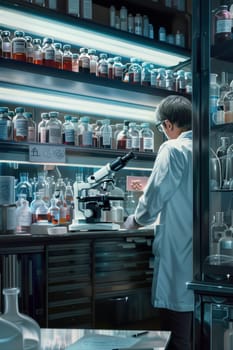 Industrial production of pharmaceuticals. AI generative.