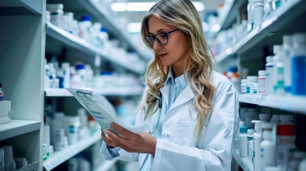 Industrial production of pharmaceuticals. AI generative.