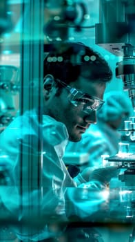 Industrial production of pharmaceuticals. AI generative.