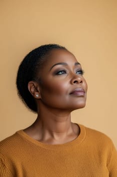 Portrait of middle-aged African American woman with confident expression, AI generated