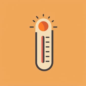 Thermometer icon showing high temperature on an orange background, AI Generated