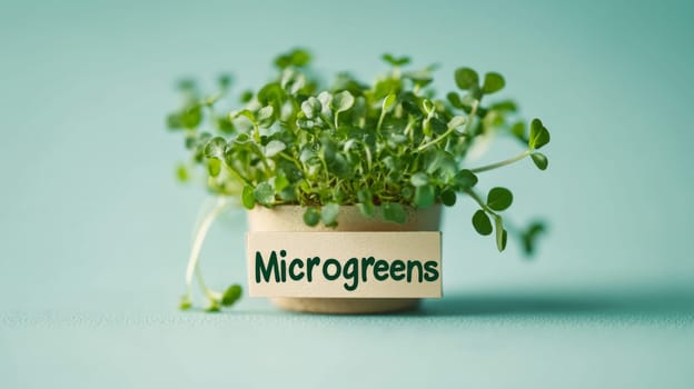 Microgreens sprouts background, concept of healthy eating, copy space, AI Generated