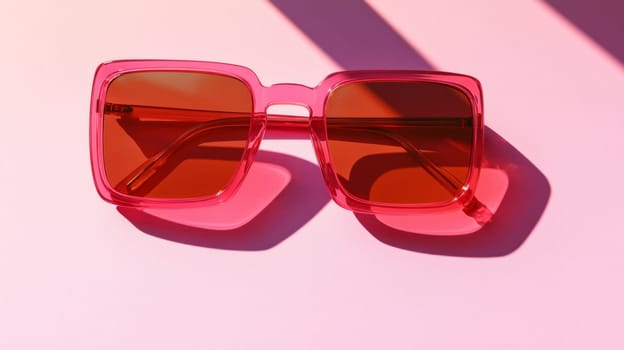 Retro sunglasses on light pastel background with bright colors and shadows, AI Generated
