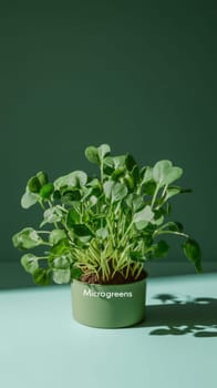 Microgreens sprouts background, concept of healthy eating, copy space, AI Generated