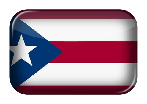 A Puerto Rico web icon rectangle button with clipping path 3d illustration red white stripe blue star