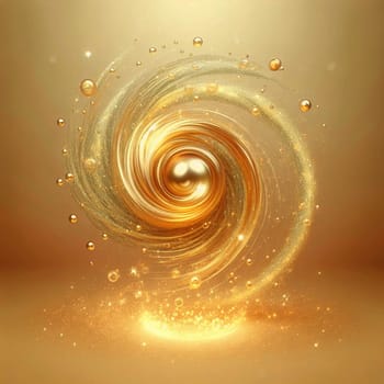 A golden, swirling vortex with a glowing pearl at its center. The swirling pattern creates a sense of energy and movement, with a soft, golden glow. A high-quality photo.