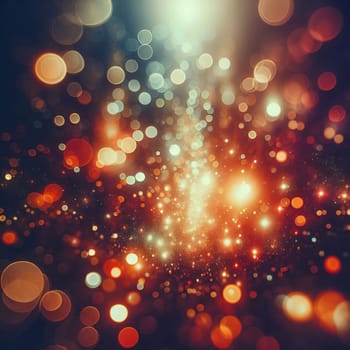 Abstract background with a burst of golden and red lights, surrounded by bokeh circles. A high-quality photo.