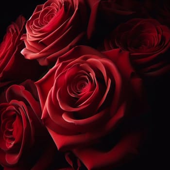 A close-up of a bouquet of red roses. A high-quality photo.