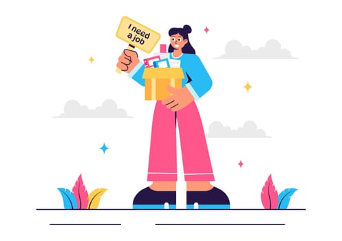 Unemployment Rate Vector Illustration featuring individuals actively searching for Jobs Amid Economic Downturns and Financial Crises in a Background
