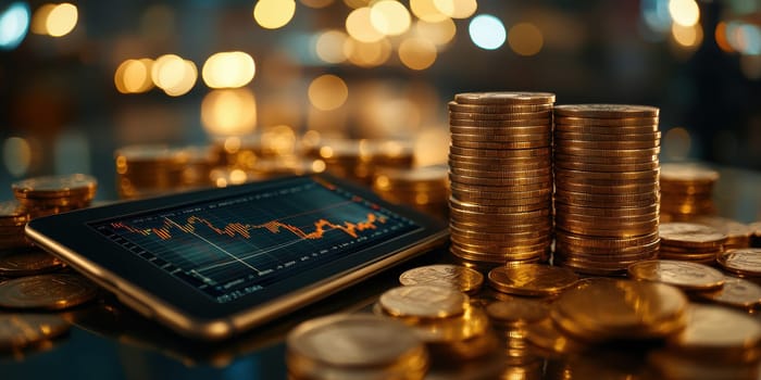 Coin Stack Financial profitability and cost optimization. AI generative.
