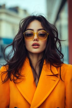 Women photographed on the street, all 70s style. AI generative