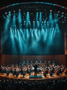A symphony orchestra on stage . AI generative.