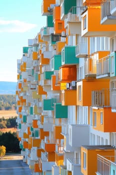 Eastern European apartment blocks. AI generative.