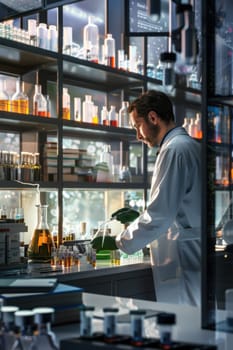 Industrial production of pharmaceuticals. AI generative.