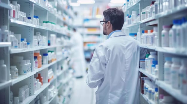 Industrial production of pharmaceuticals. AI generative.
