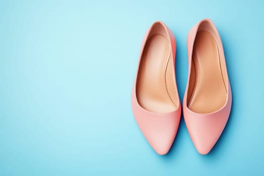 A pair of chic ballet flats rests on a vibrant blue surface, showcasing a modern design ideal for fashionable outfits. The soft pink color adds elegance and versatility for any occasion.