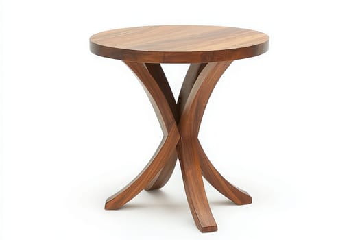 This chic side table features a round top and stylish curved legs, highlighting its contemporary craftsmanship. Positioned centrally, it enhances the surrounding decor with its elegant simplicity.