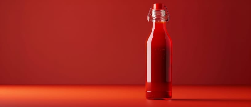 A sleek ketchup bottle captured on a gradient red backdrop, showcasing the product with an air of modern elegance and simplicity