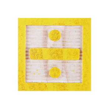 A divide by sign wood block on white with clipping path