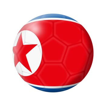A North Korea soccer ball football 3d illustration isolated on white with clipping path