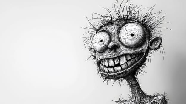This playful 3D rendering features a funny, smiling zombie brought to life through an imaginative Ink Frazzled drawing style. With its quirky expression and exaggerated features, this character captures a lighthearted take on the traditional zombie motif. The combination of vibrant colors and detailed textures makes the zombie both amusing and approachable, inviting viewers into a world where the undead can be cheerful and entertaining. Perfect for fans of quirky art and humor, this illustration adds a touch of fun to any collection.